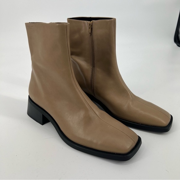 Vagabond Blanca Cream Leather Square Toe Block Heel Designer Ankle Booties 41 - Picture 5 of 11